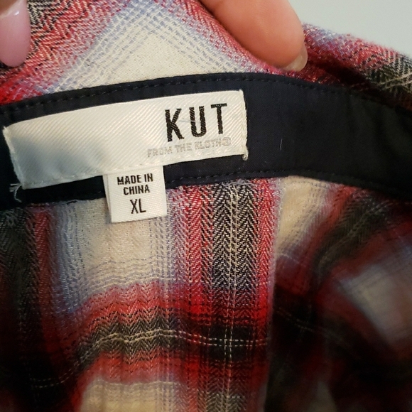 KUT Vibrant Red Plaid Shirt XL - Picture 2 of 6